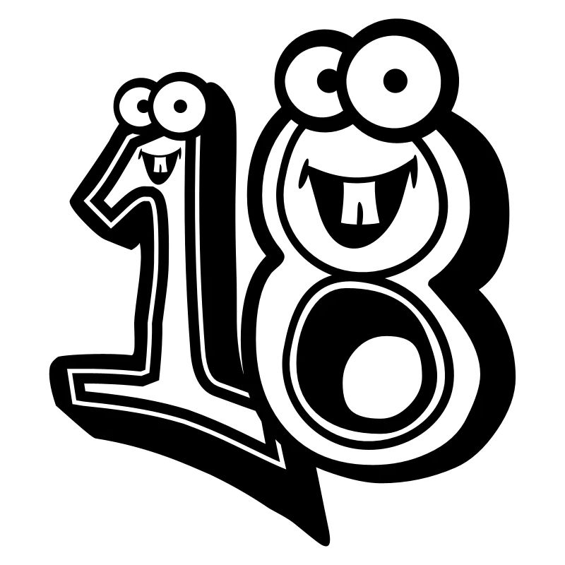 caricature comique de 18-dix-huit ans