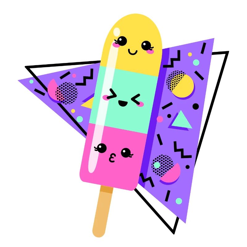 Kawaii Bunte Eis Retro Jahre 80