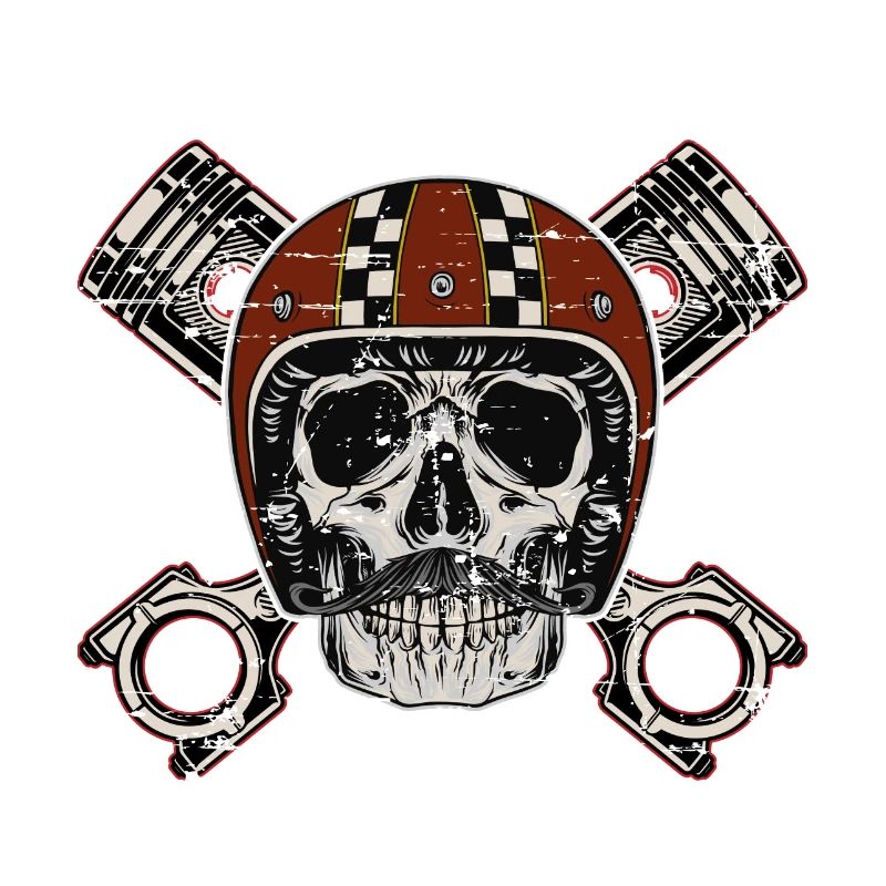 Skull Motorcycle Bobber Biker Course Vélo De Course