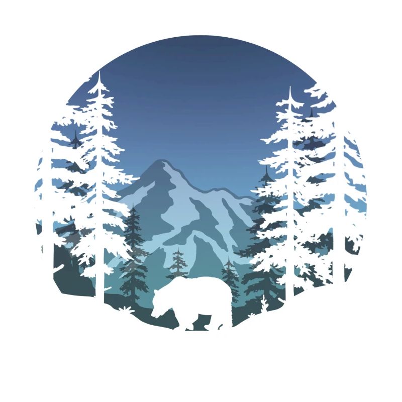 Ours dans la forêt (rond / bleu)