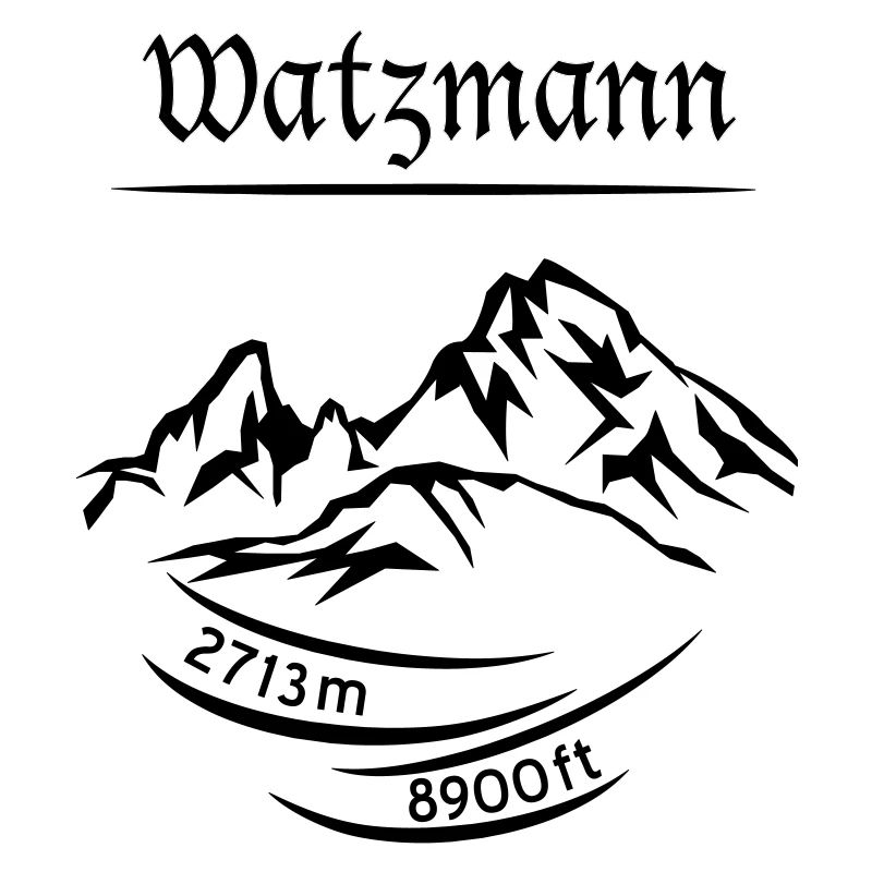 Der Berg Watzmann, Höhe 2713 m ermittelt - schwarz