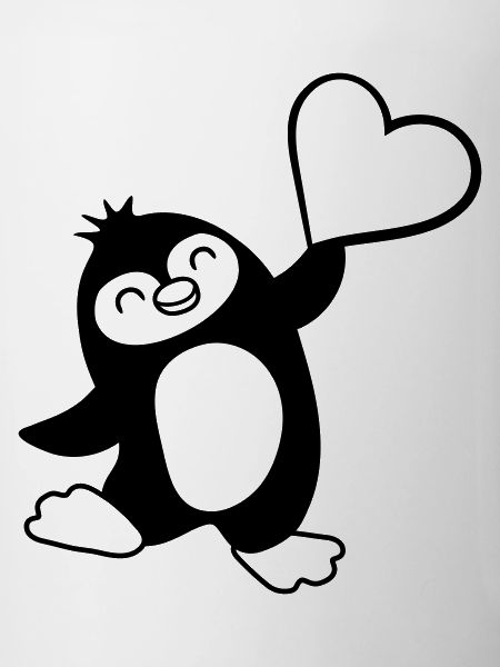 Heart-pointing friendly penguin