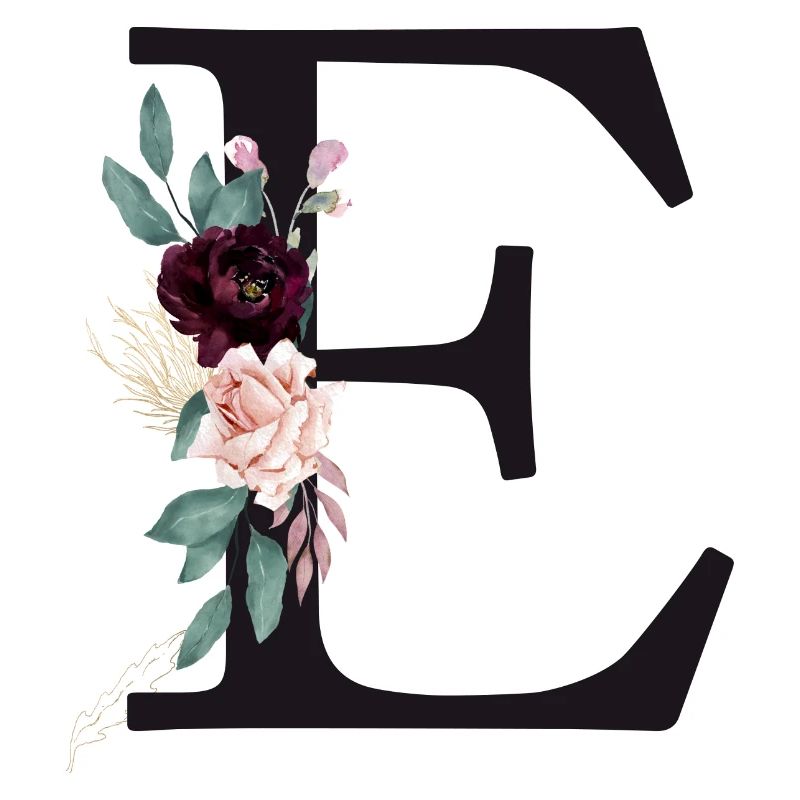 Customizable Monogram E Floral