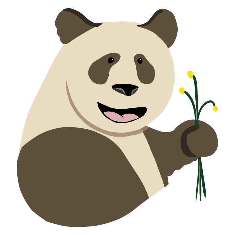 panda marron fleurs jaunes