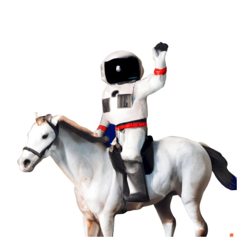 Astronaut reitet auf einem Pferd