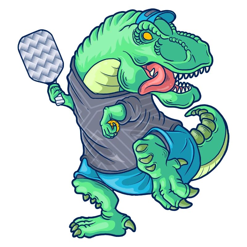 Pickleball Saurus Dinosaurier T-Rex mit Schläger