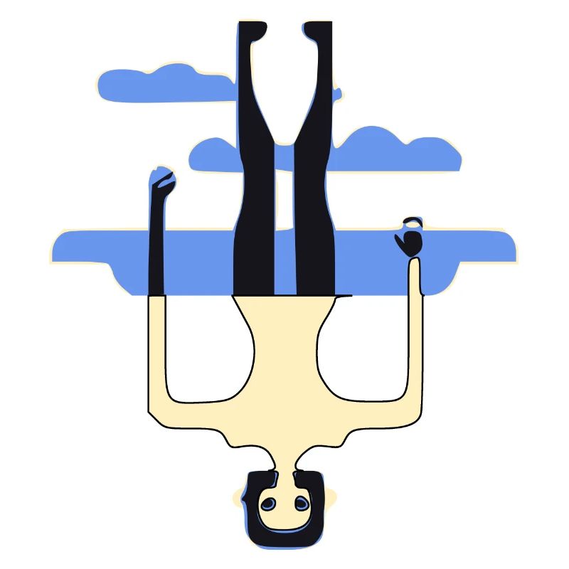 The man upside down