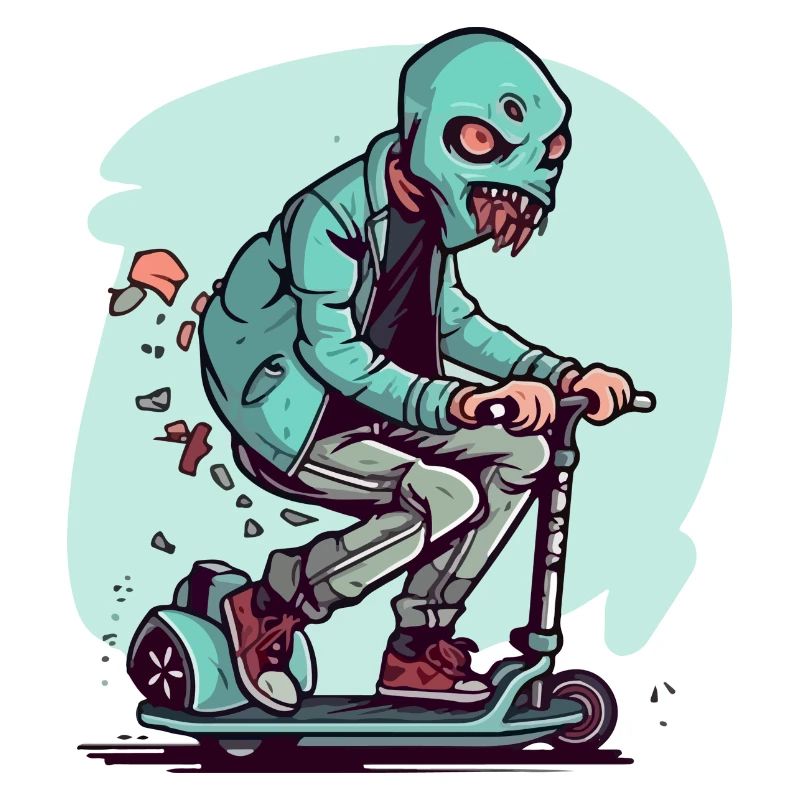 Das Monster auf dem Roller