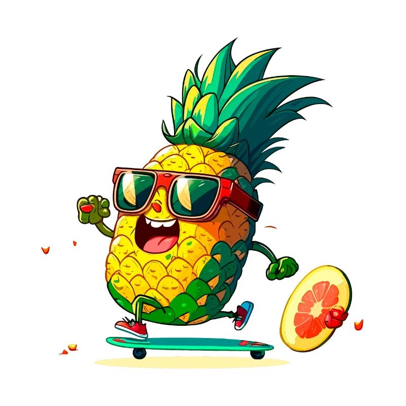 Funny pineapple skating