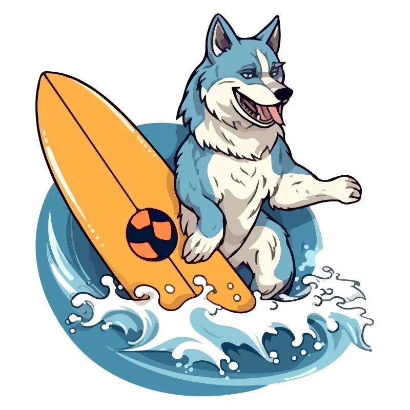 Momo the surfer wolf