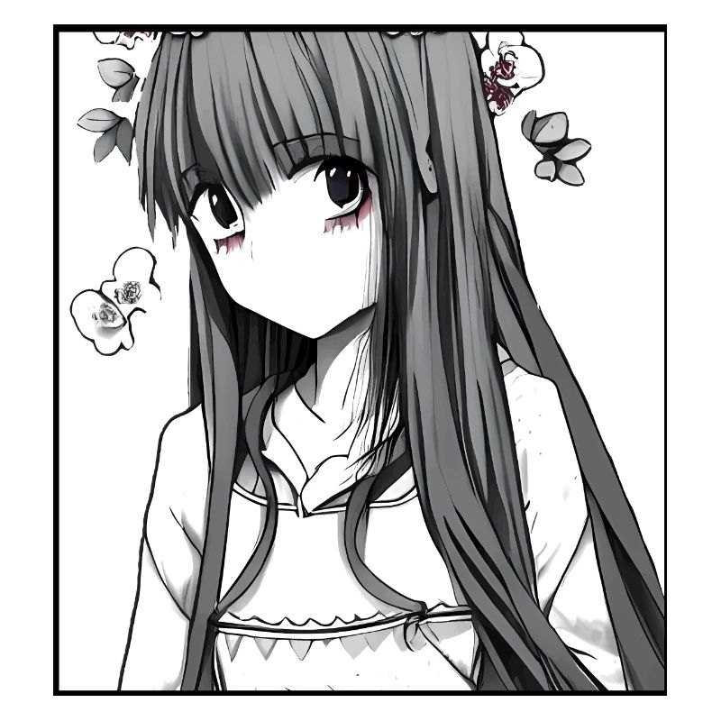 Zarte Blüten: Romantisches Anime-Mädchen mit Blume