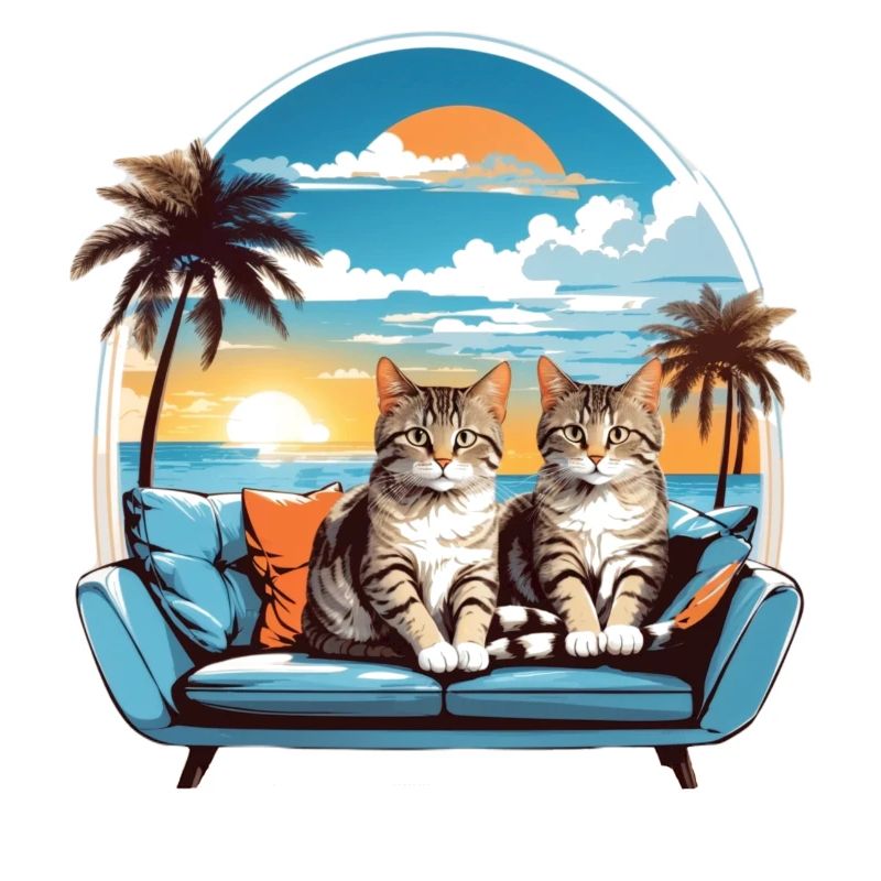 Chats au bord de la mer