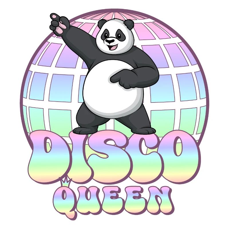 Discoqueen Panda Disco Ball Disco Queen Années 70