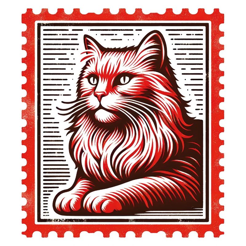 Chat au look timbre-poste
