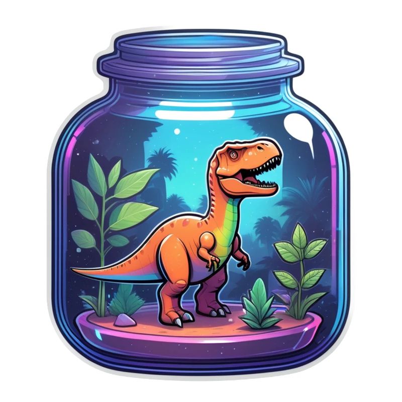 Dinosaur in a Cartoon Jar