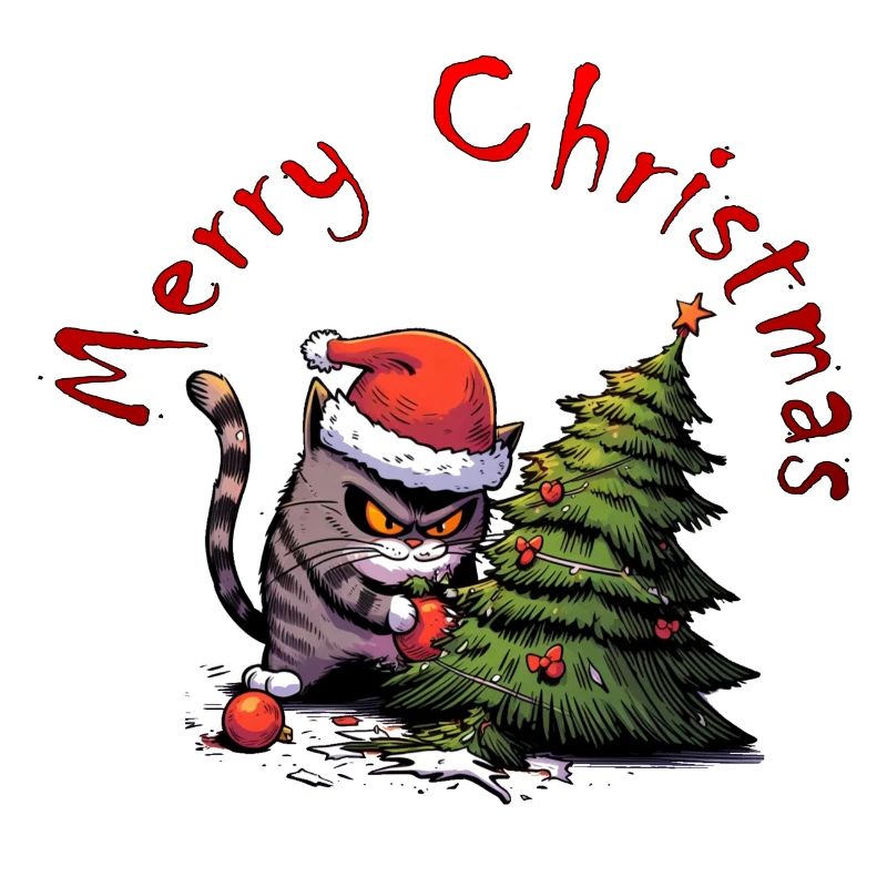 angry christmas cat
