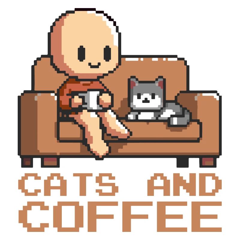 Cats and Coffee - cute gift cozy pixel