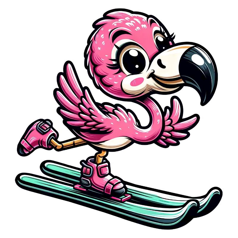 Flamingoski - Comic Skifahrer Urlaub