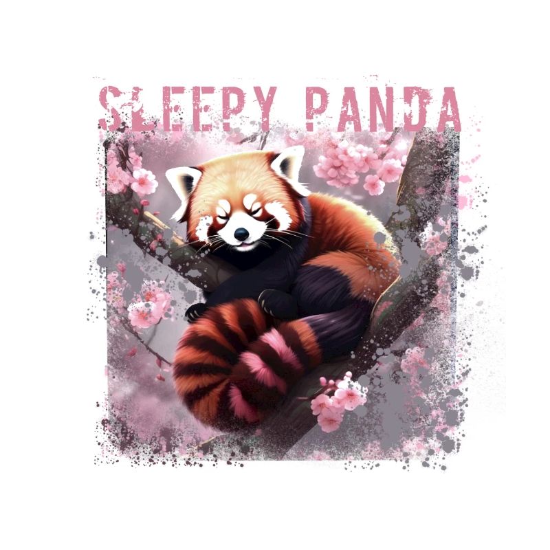 panda endormi, panda roux, sakura, fleur de cerisier, panda,