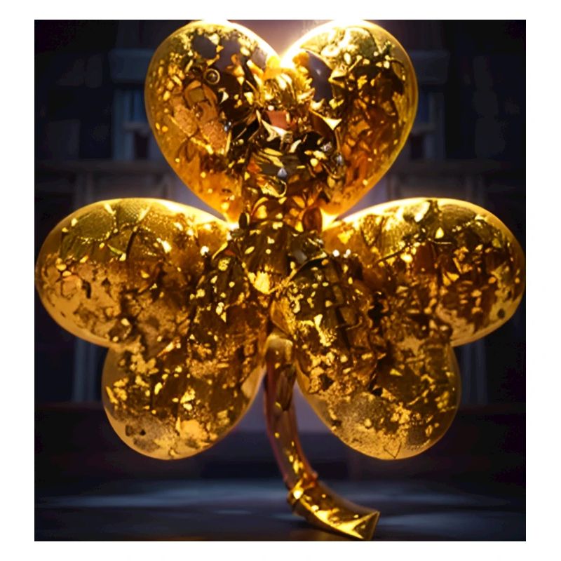 Trèfle, or, paillettes, trèfle