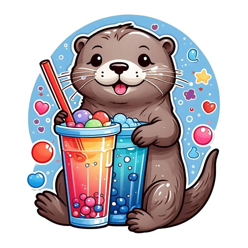 Kleiner Süßer Otter trinkt Limonade