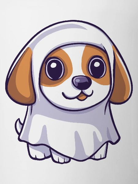 Beagle Dog Halloween Comic Ghost