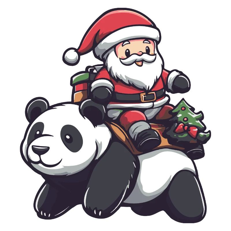 Panda Père Noël Dessin animé