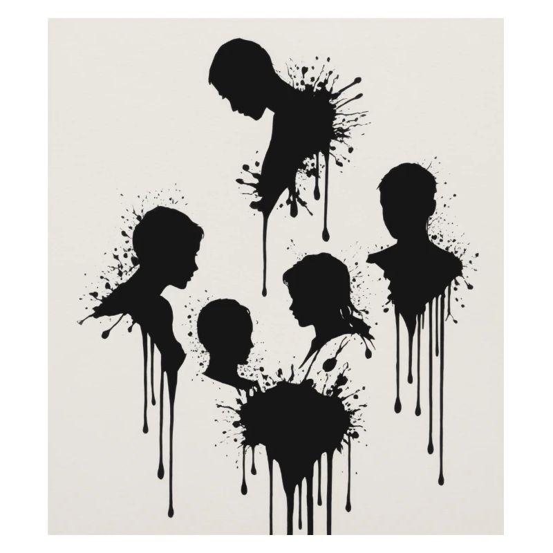 Black silhouettes with a paint splash effect