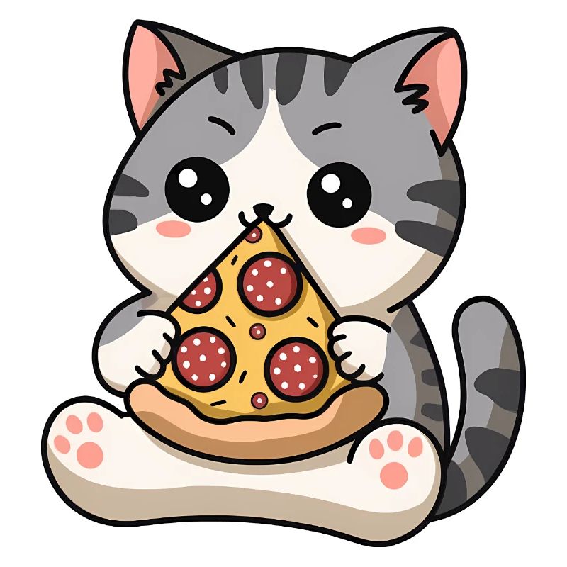 Chat et pizza