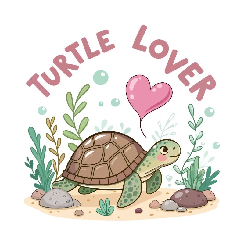 Pastel Flowered Turtle in Love