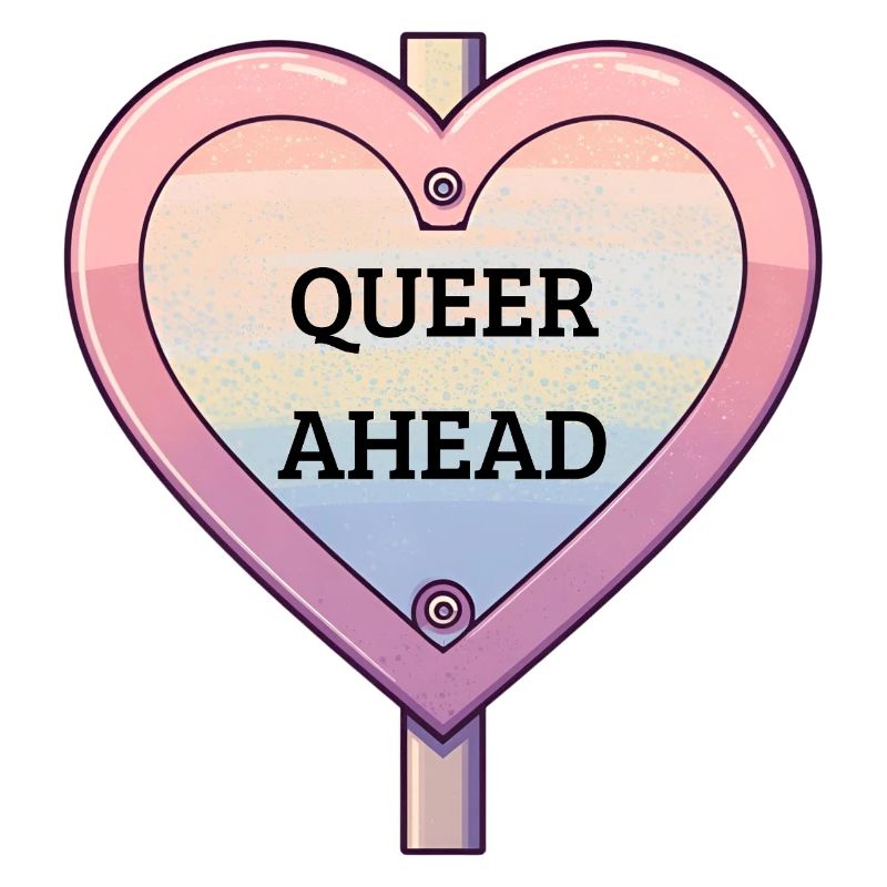 Queer Ahead – Pastel Rainbow Sign