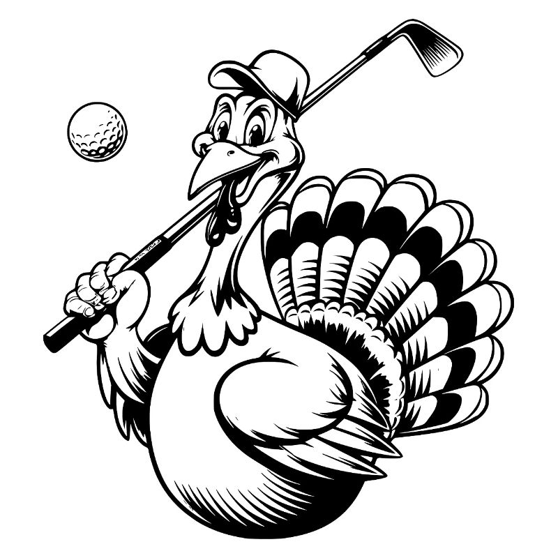 Turkey Playing Golf Thanksgiving