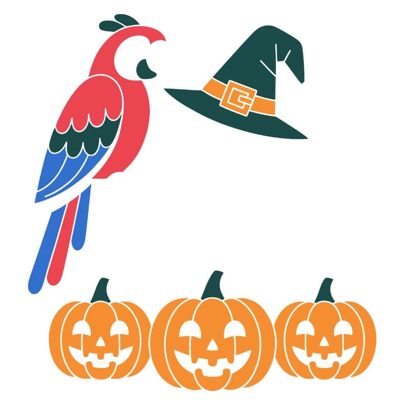 Pumpkin Ghost and Parrot Halloween