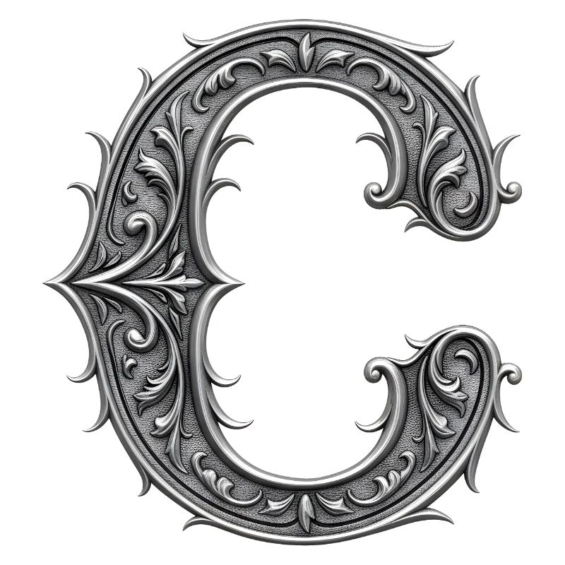 the letter C Silver Metallic Ornament