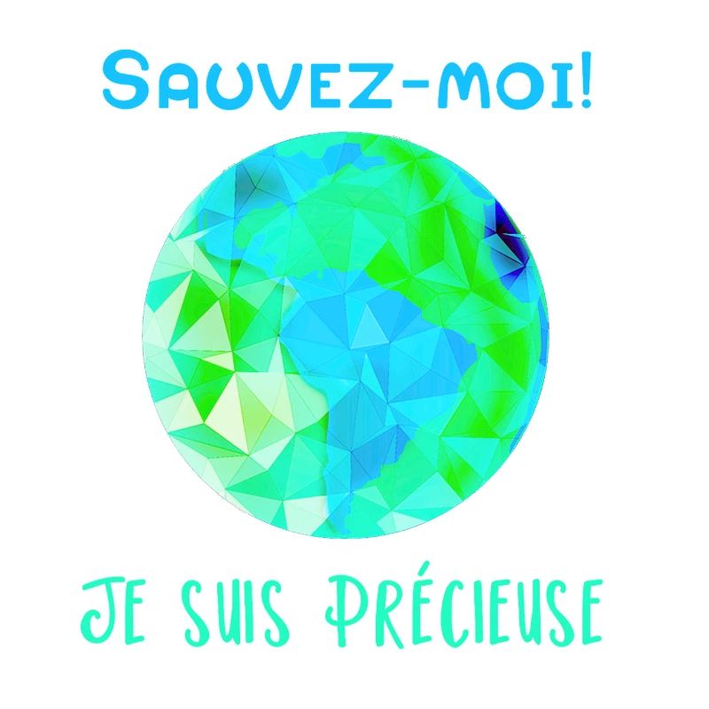 Geometric Globe Blue Green Save me!