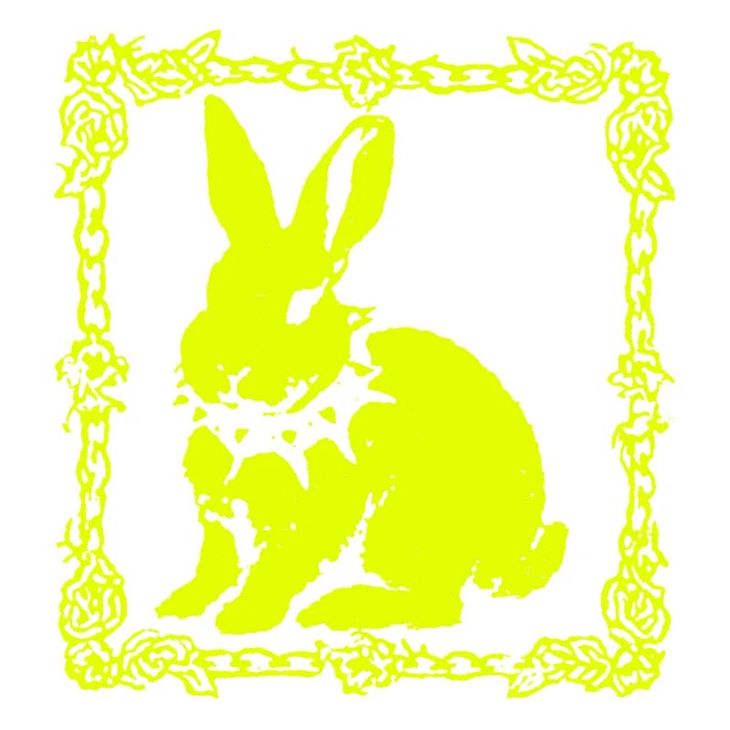 Neon yellow bunny in baroque frame