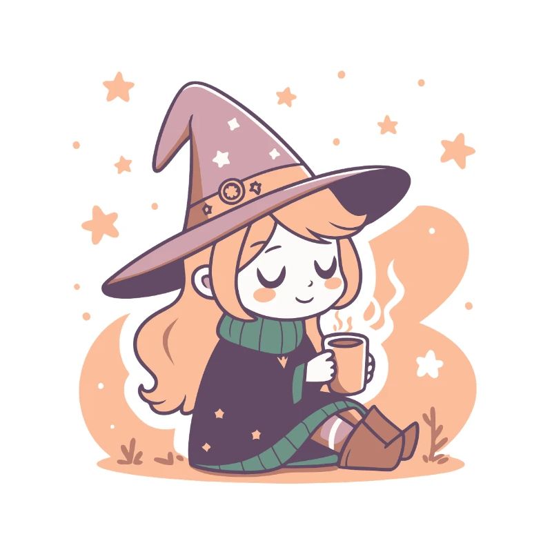 Cute Witch Cozy and Kawaii Tea