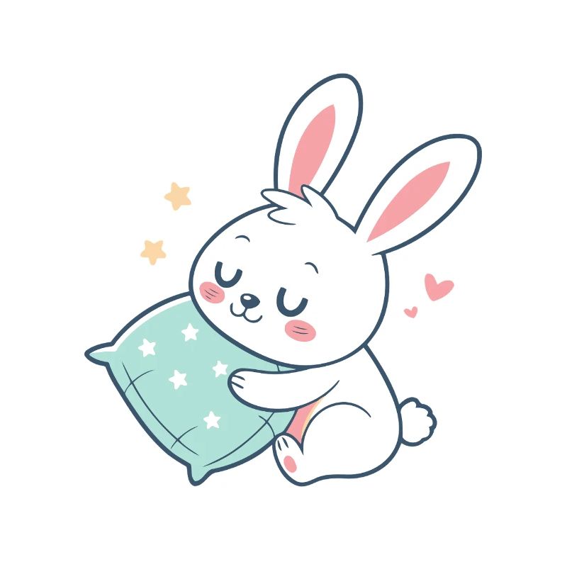 Cuddly bunny and starry pillow