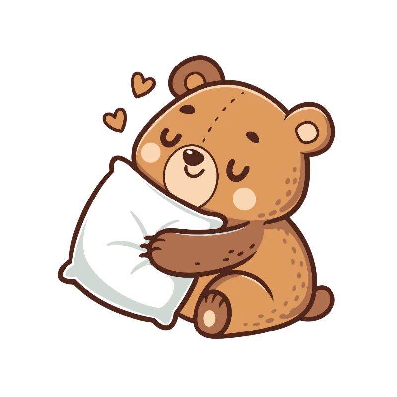 Soft cuddly bear on pillow