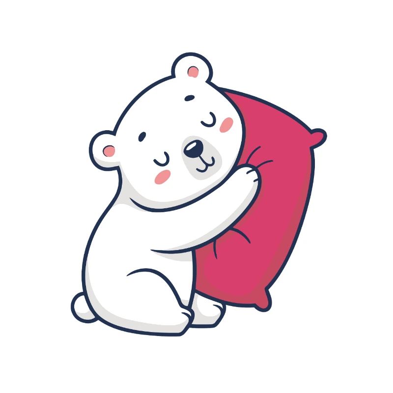 Polar bear hug and pink pillow
