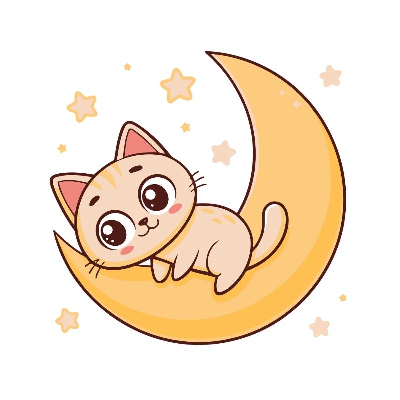 Kitten on Lunar Crescent