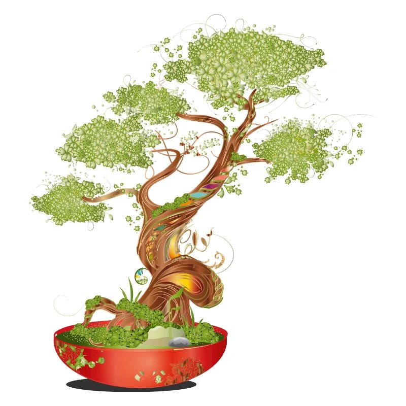 Imaginative bonsai with bright details