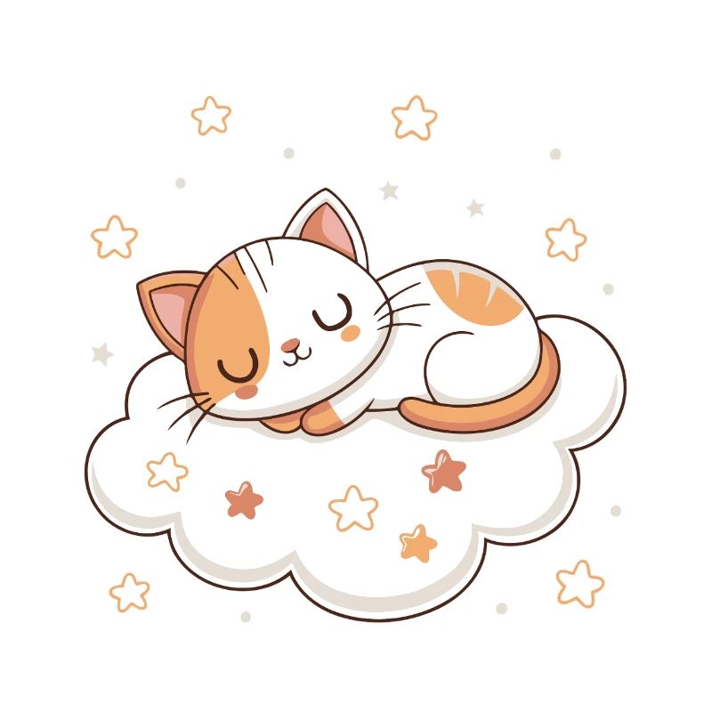 Chaton rêveur sur nuage