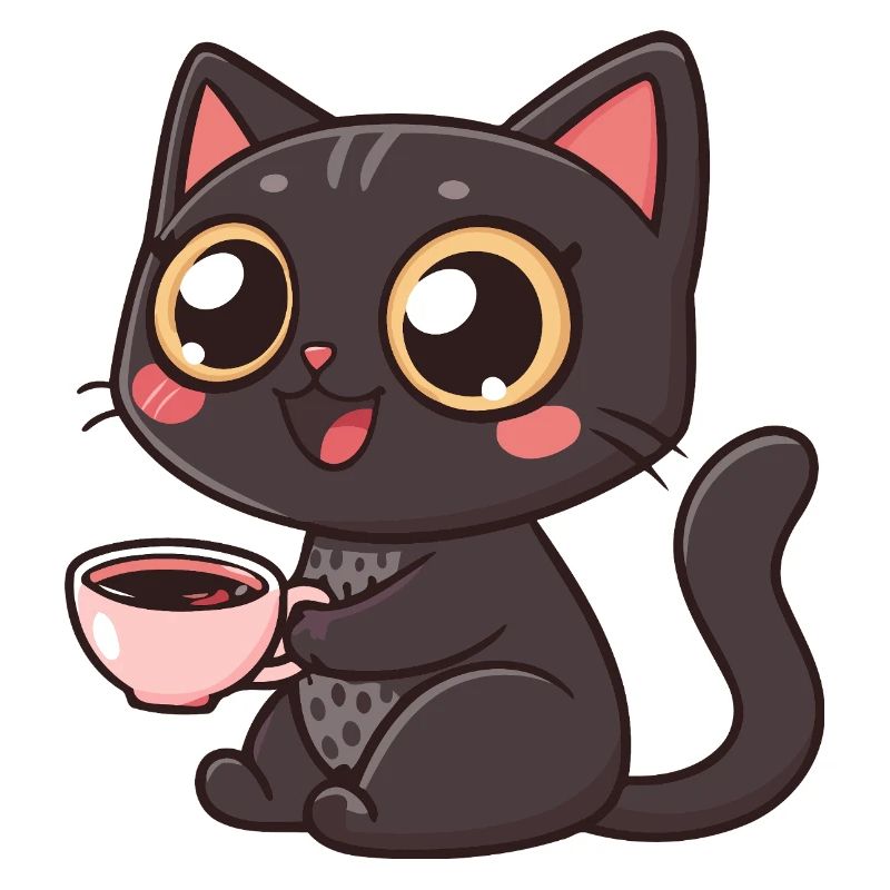 Kawaii Café mit schwarzer Katze