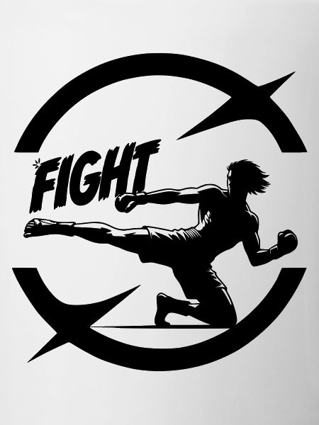 Cool Kickboxer Emblem with Fight Text