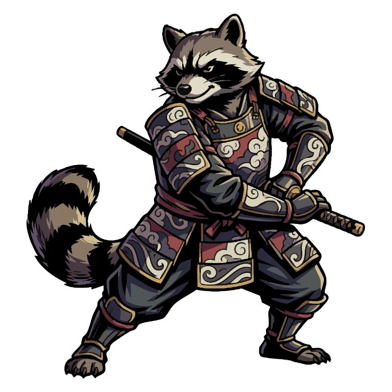 Raccoon Samurai with Katana