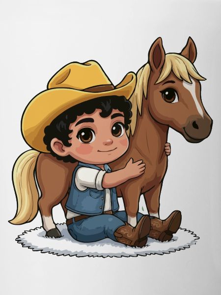 Petit cow-boy et ami cheval