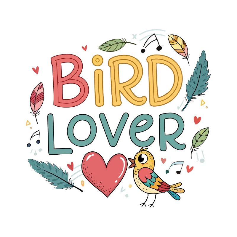 Bird Lover Feather and Heart