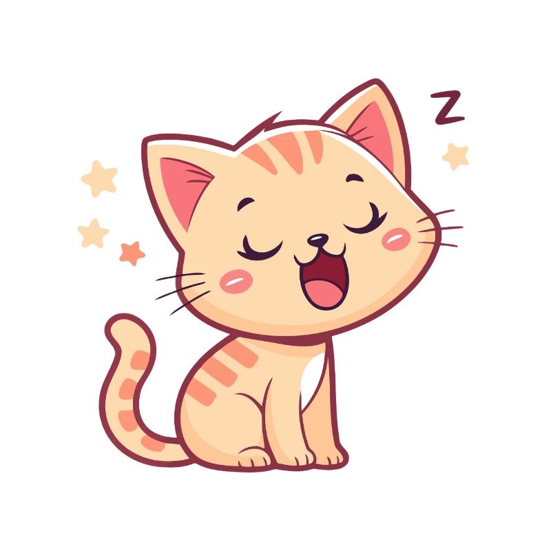 Sleeping Kitten and Pastel Stars