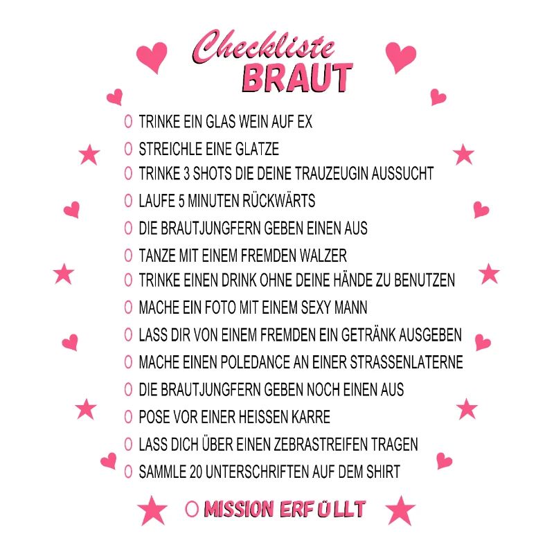 Braut Checkliste Pink